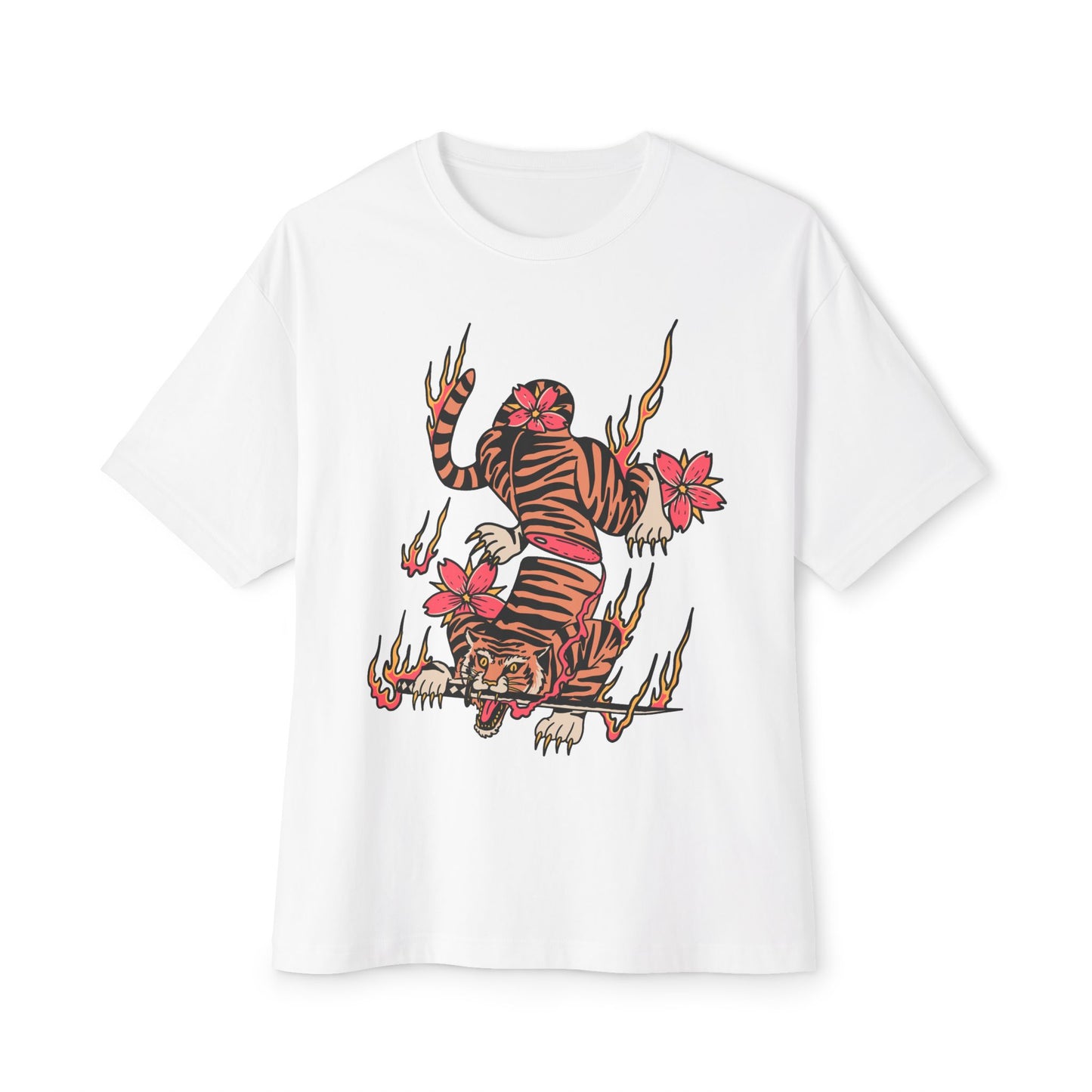 Sliced Fire Tiger Oversized Tee